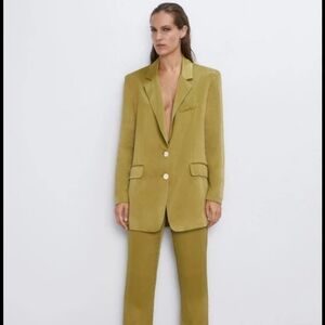 Olive silk suit set